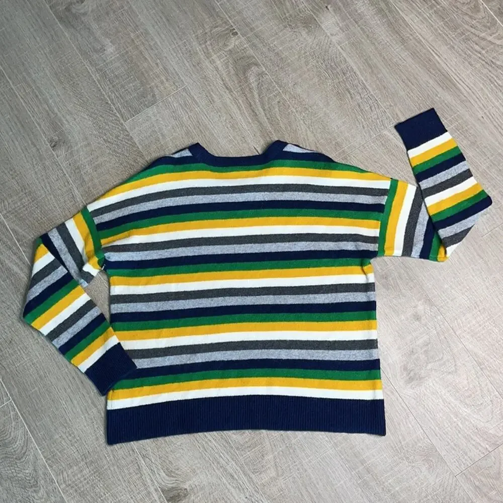 COURT & ROWE Green Navy Stripe Ivy League Wool Blend Sweater Women's Size Medium